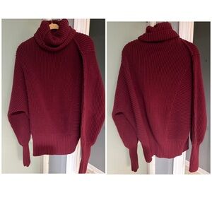 Free People oversized Deep Red Turtle Neck Sweater XS